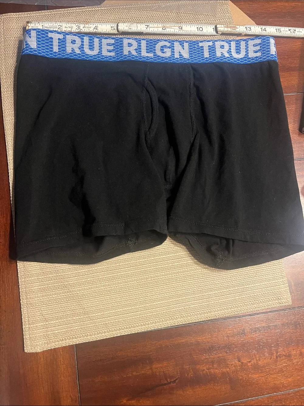.23. True Religion Black cotton Boxer Briefs with Blue Logo Waistband large
